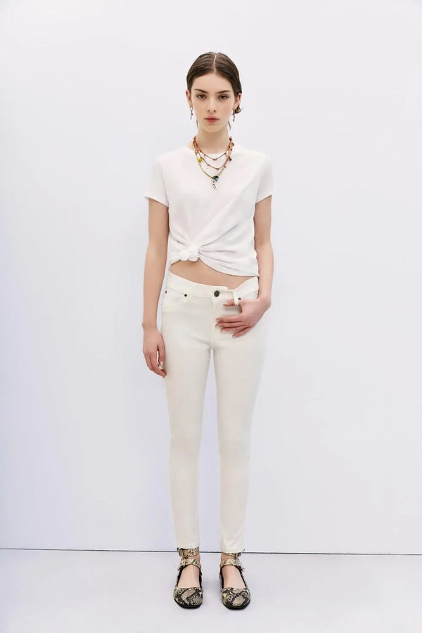 jean skinny satin white