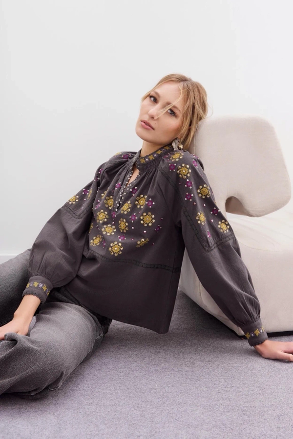 camisa folk sequins