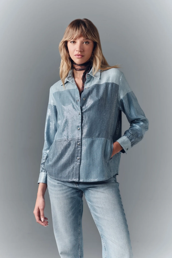 camisa patchwork sequins