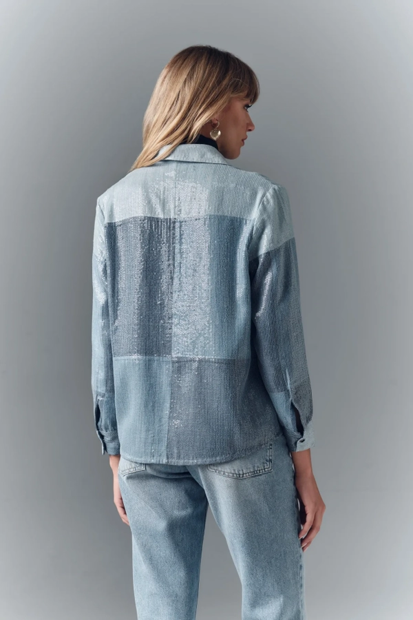 camisa patchwork sequins