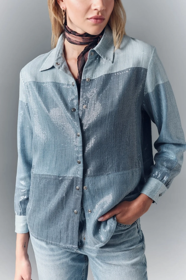 camisa patchwork sequins