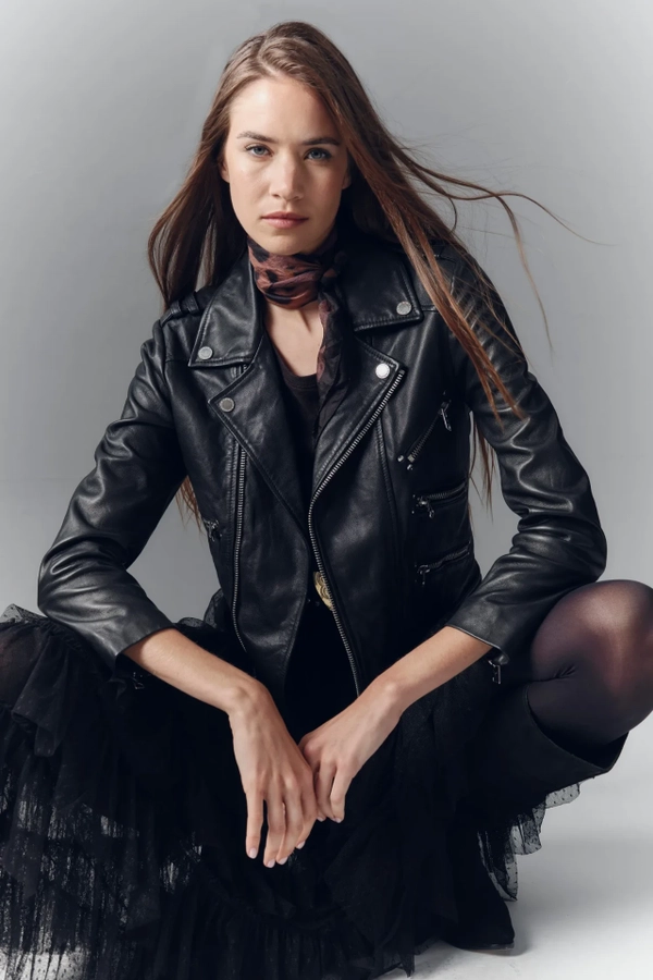 campera moto new cuero