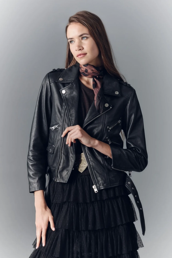 campera moto new cuero