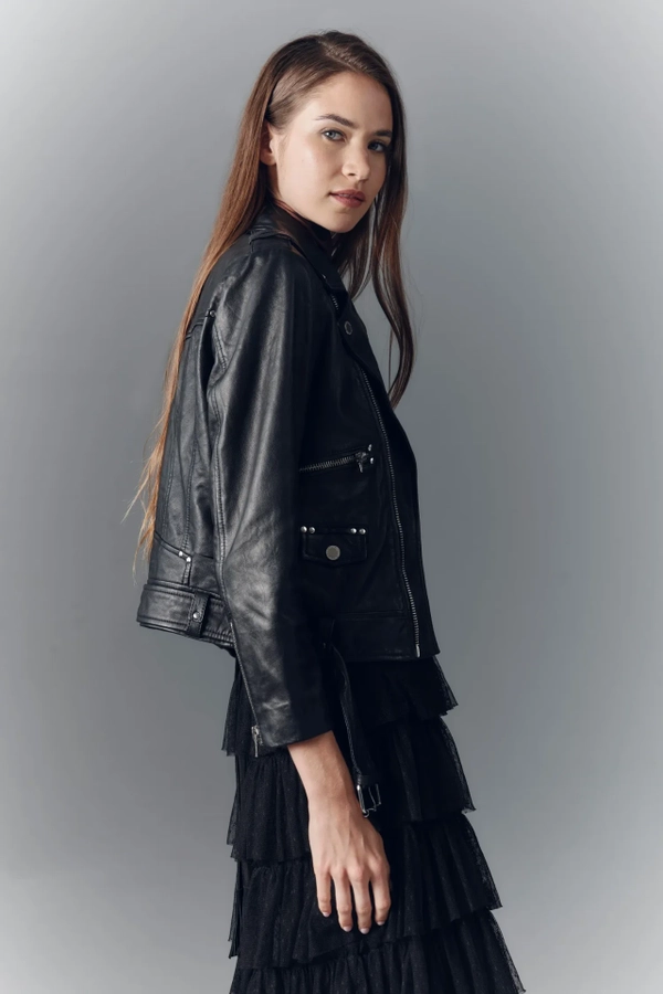 campera moto new cuero