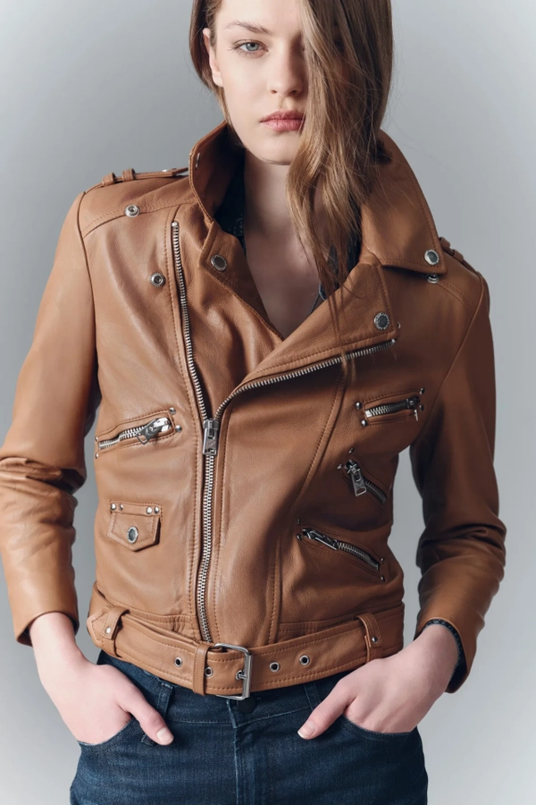 campera moto new cuero
