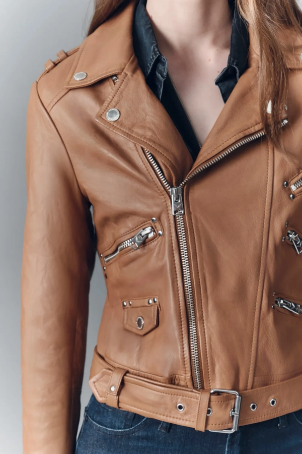 campera moto new cuero