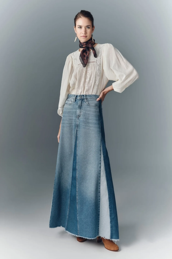 falda boho patch blue