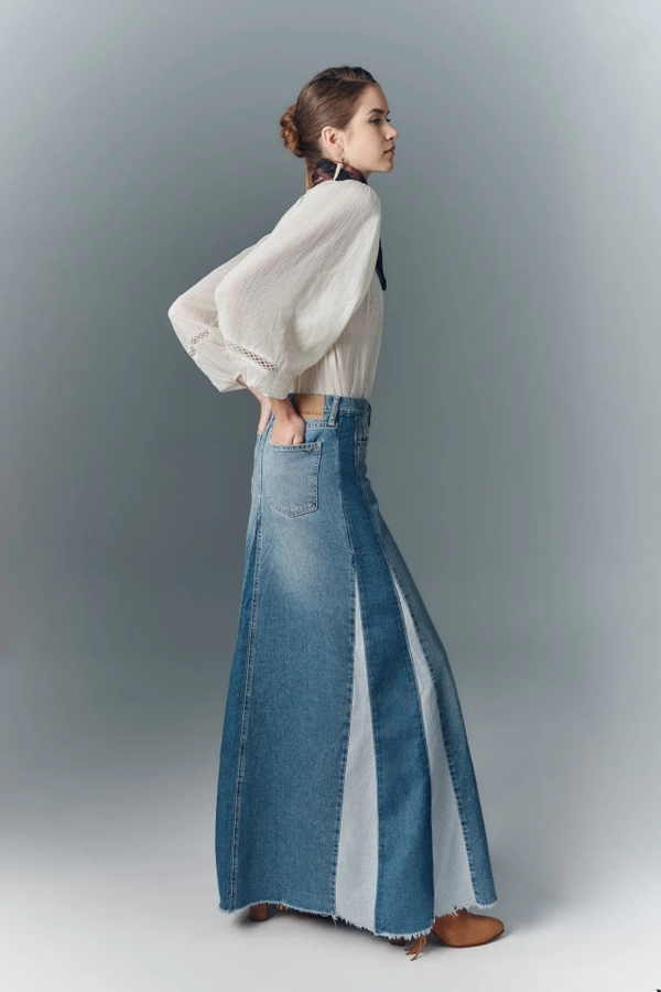 falda boho patch blue
