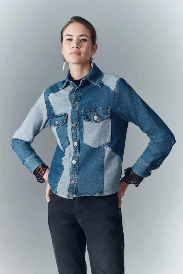 campera boho blue denim