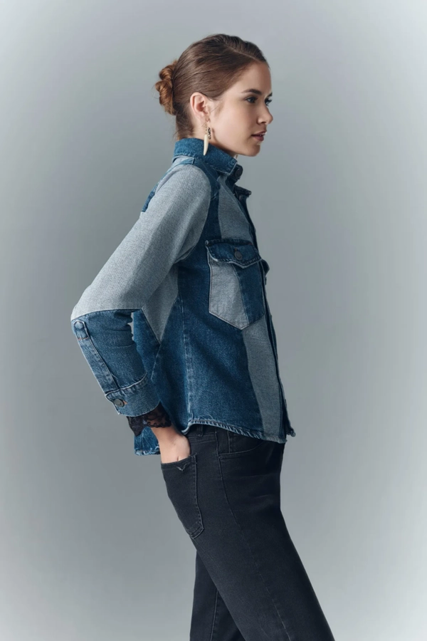 campera boho blue denim