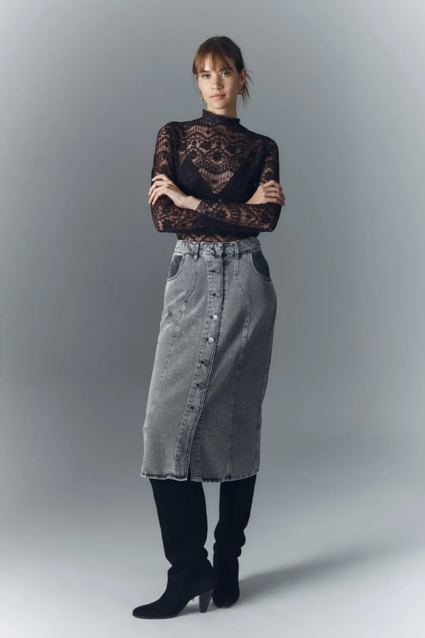 falda taylor light grey denim