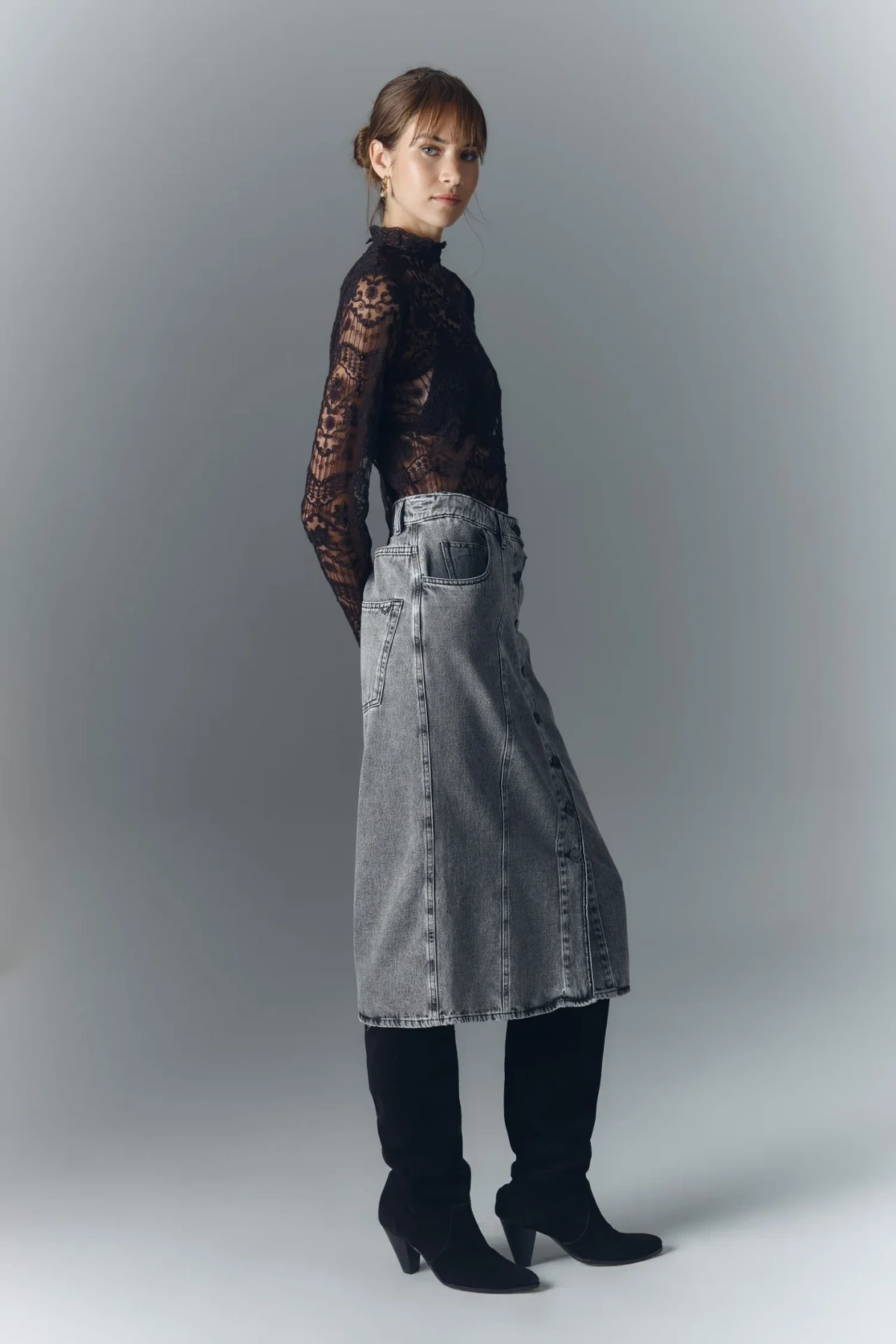 falda taylor light grey denim