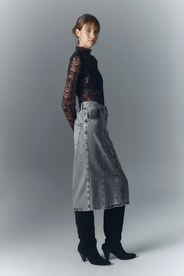 falda taylor light grey denim