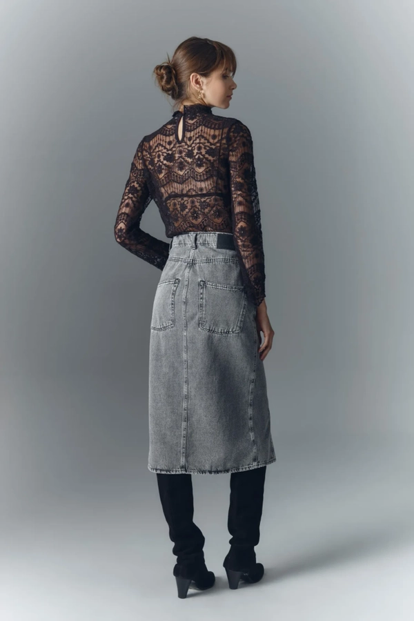 falda taylor light grey denim