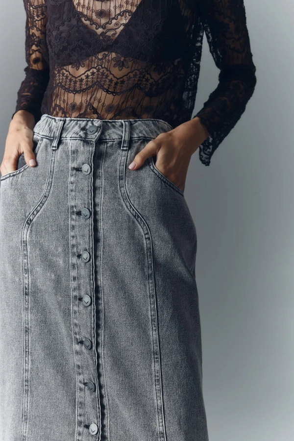 falda taylor light grey denim