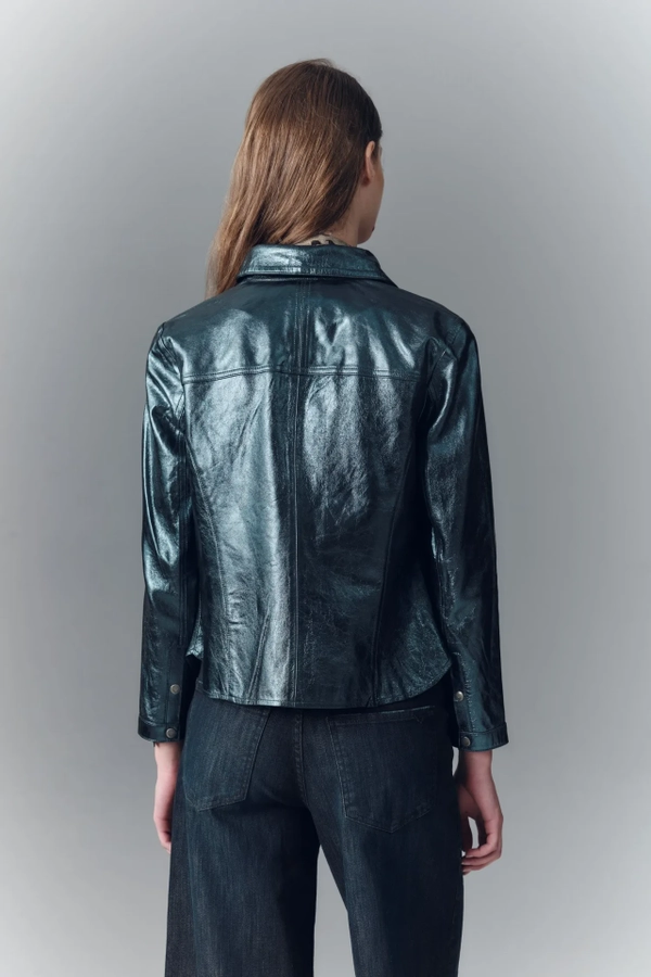 camisa bellota metallic cuero