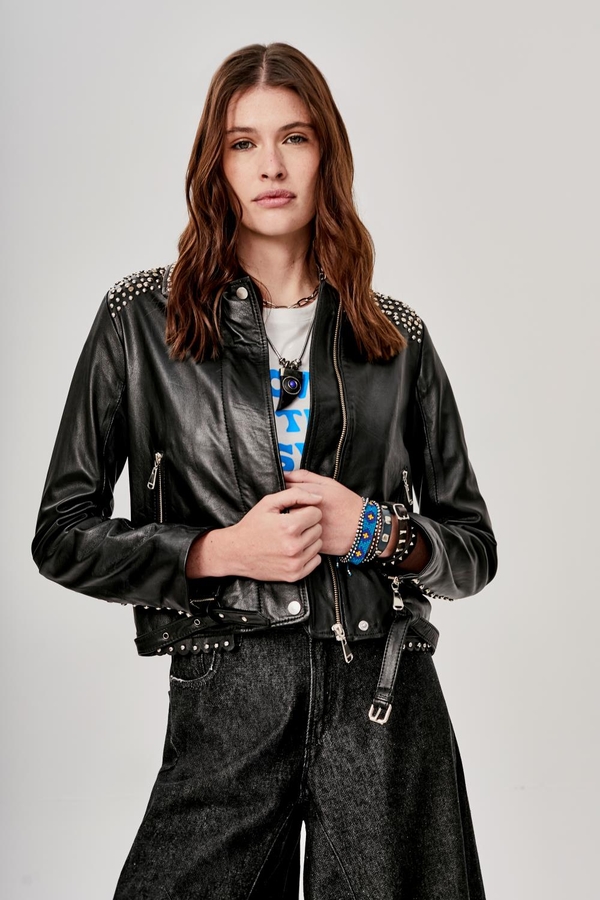 Campera Eulalia Studs Cuero