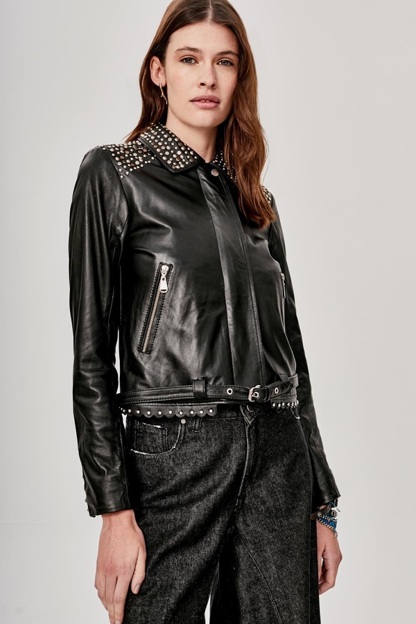 Campera Eulalia Studs Cuero