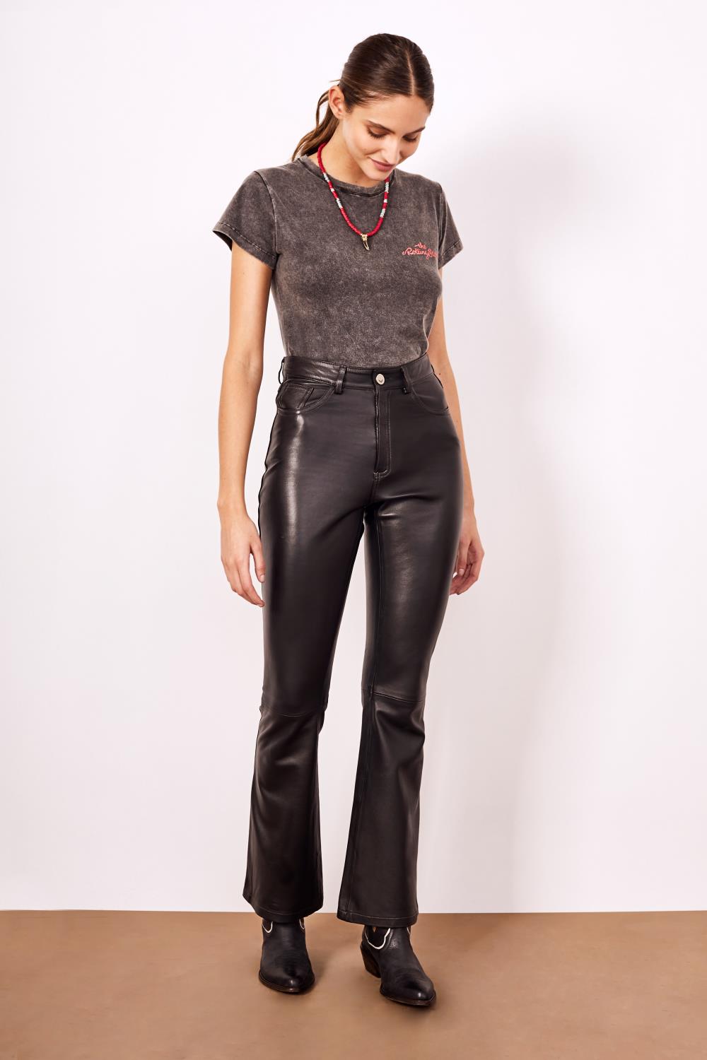 Pantalón Straight Cuero