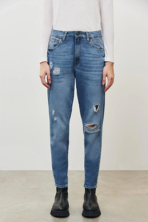 jean mom blue trash