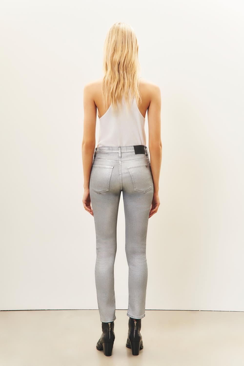 jean slim metal silver