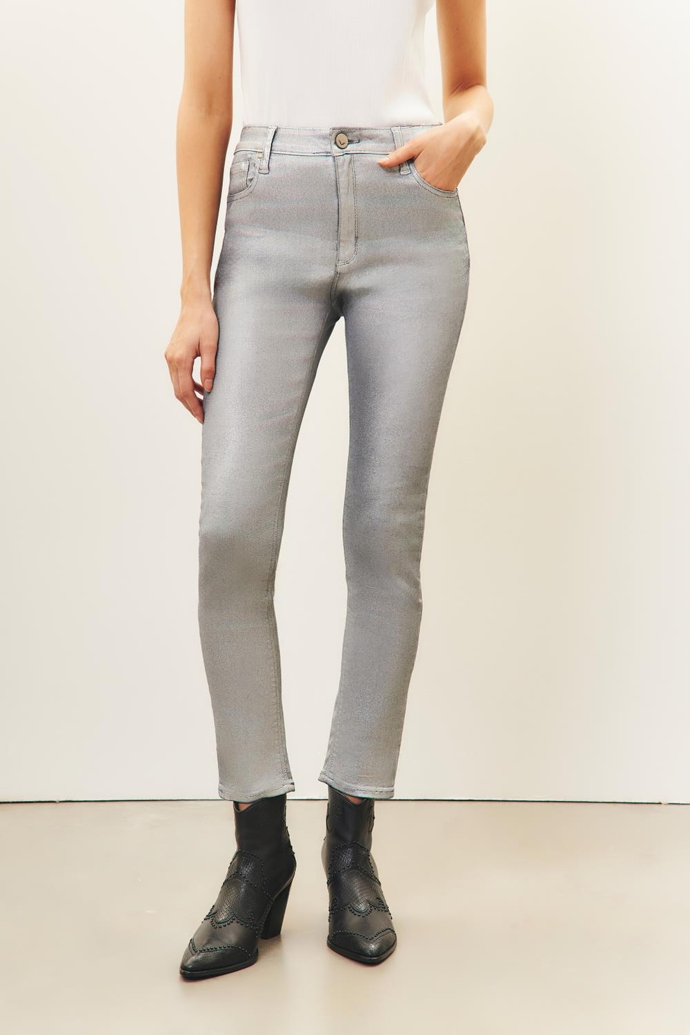 jean slim metal silver