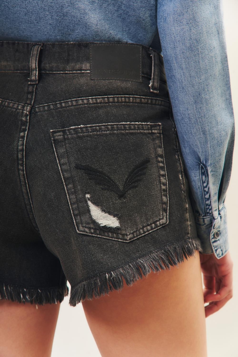 short black denim