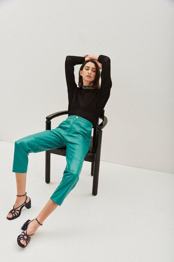 pantalon recto cuero