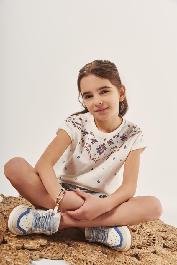 remera block flowers girls