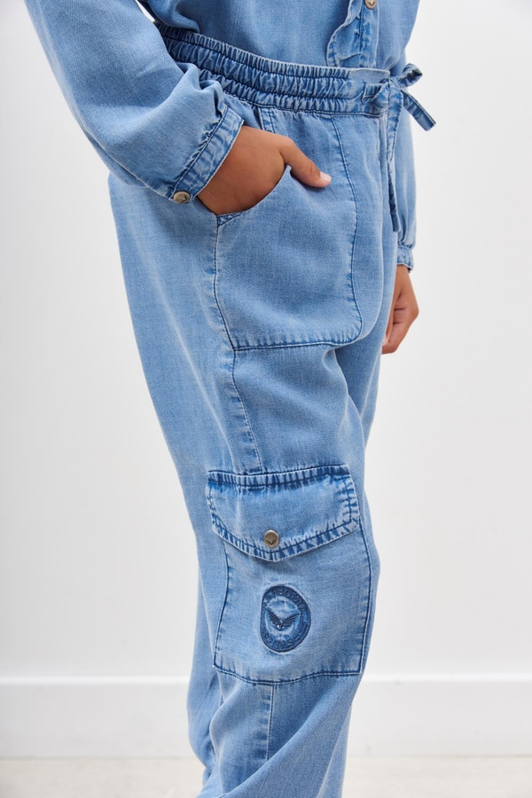 pantalon cargo denim girls