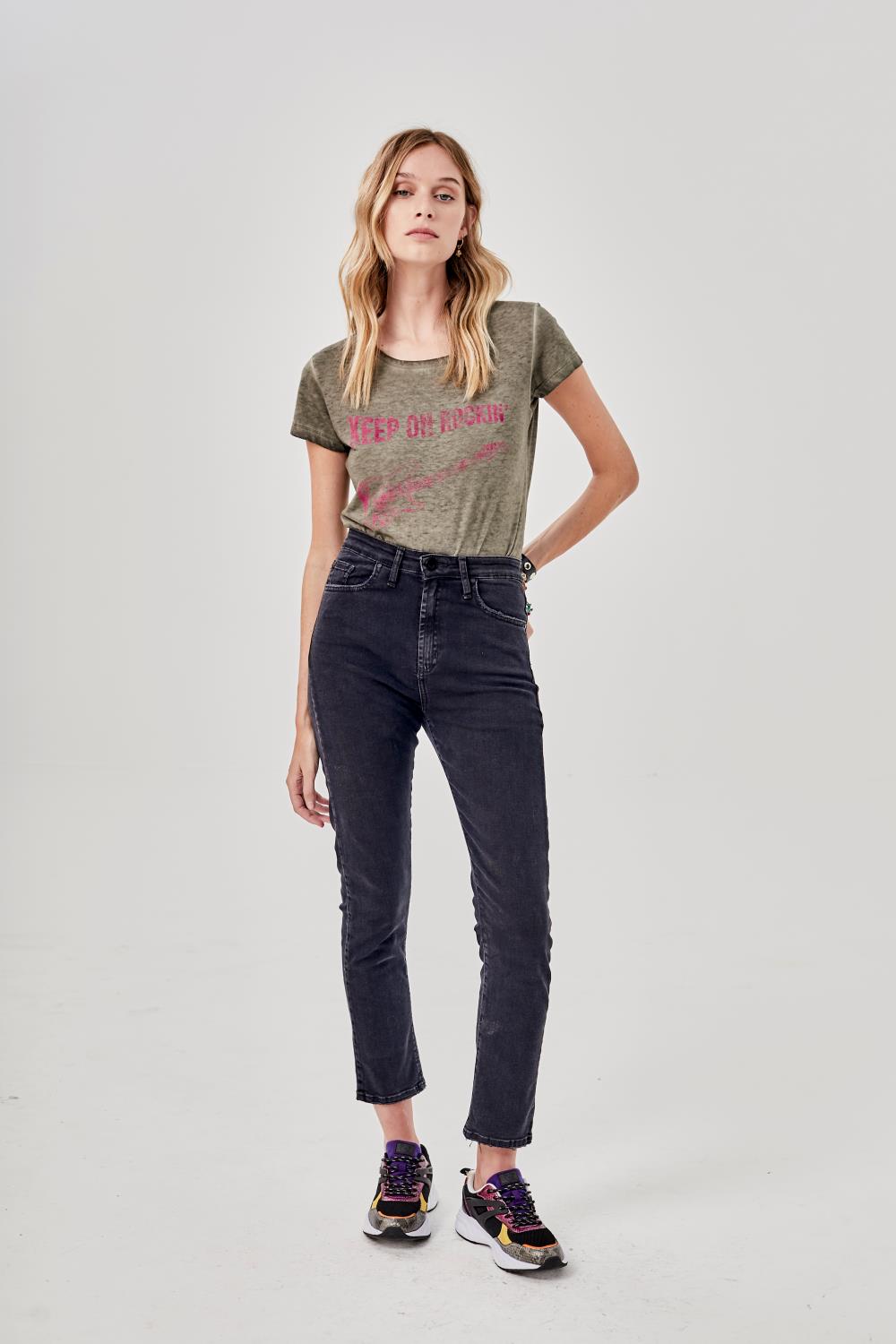Jean Straight Middle Rise Classic Black